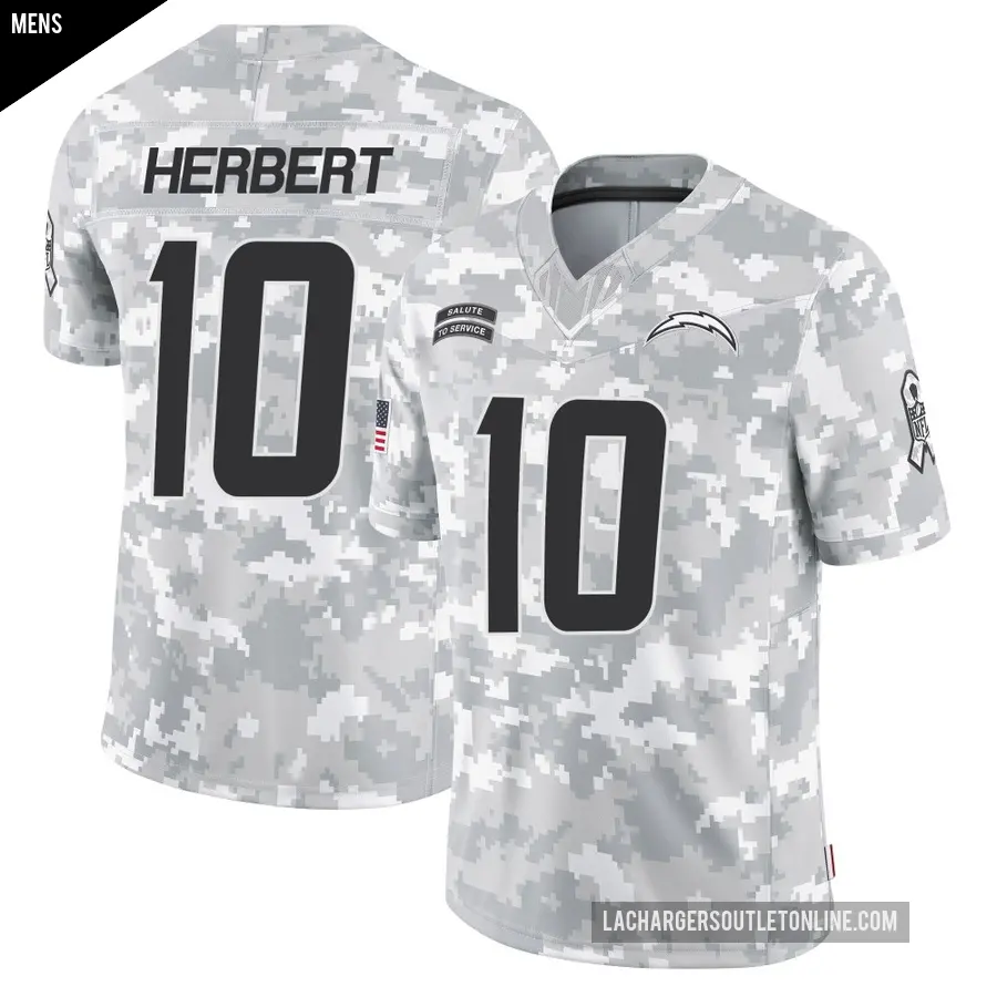 Men's Los Angeles Chargers ＃10 Justin Herbert Arctic Camo Limited 2024 Salute to Service Jersey