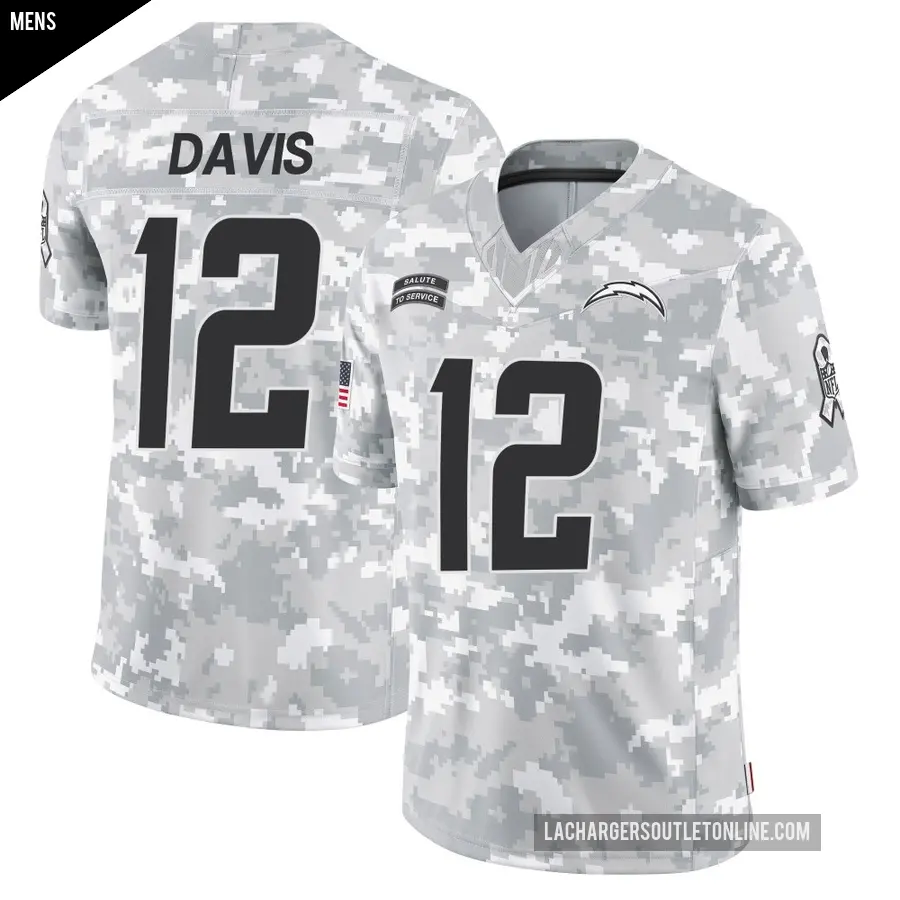 Men's Los Angeles Chargers ＃12 Derius Davis Arctic Camo Limited 2024 Salute to Service Jersey