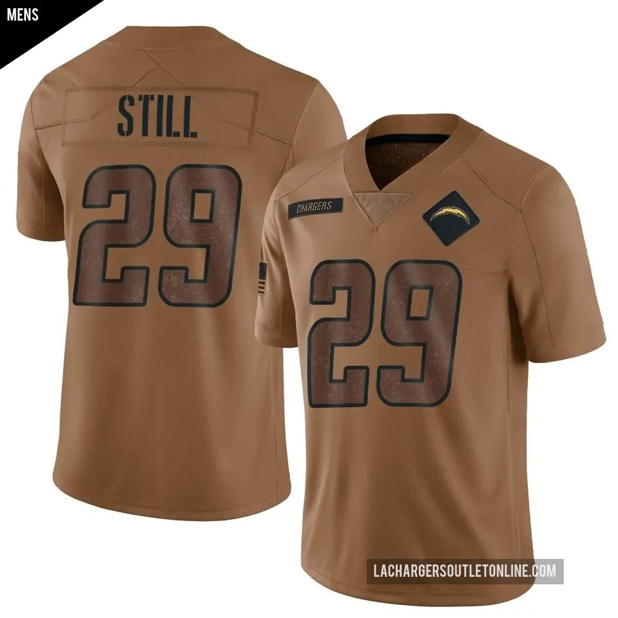 Men's Los Angeles Chargers ＃29 Tarheeb Still Brown Limited 2023 Salute To Service Jersey