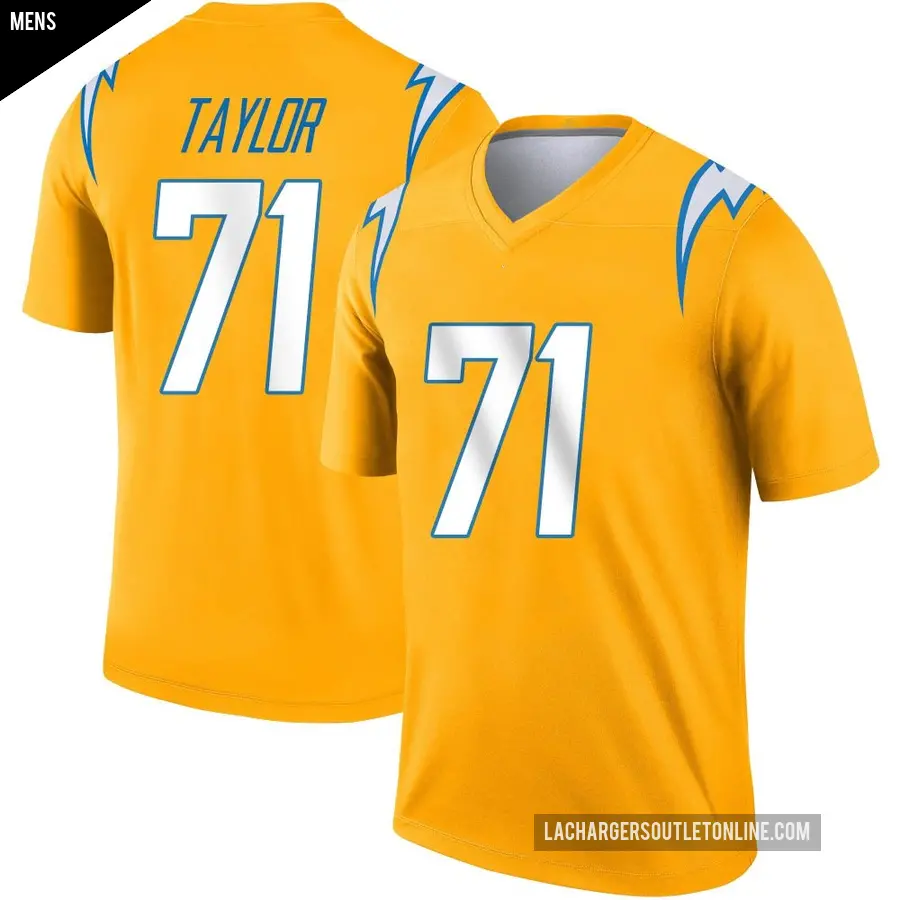 Men's Los Angeles Chargers ＃71 Branson Taylor Gold Legend Inverted Jersey