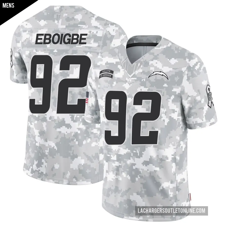 Men's Los Angeles Chargers ＃92 Justin Eboigbe Arctic Camo Limited 2024 Salute to Service Jersey