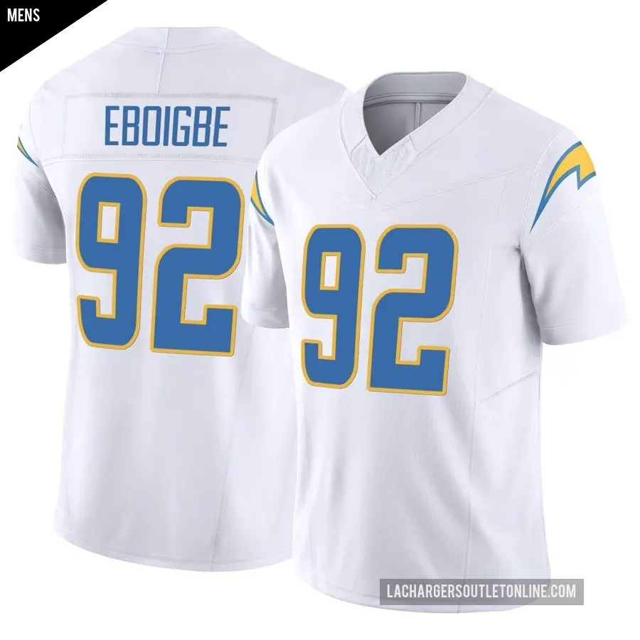 Men's Los Angeles Chargers ＃92 Justin Eboigbe White Limited Vapor F.U.S.E. Jersey