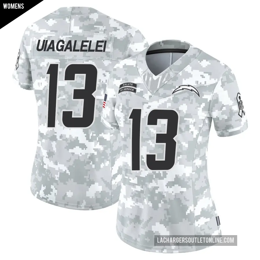Women's Los Angeles Chargers ＃13 DJ Uiagalelei Arctic Camo Limited 2024 Salute to Service Jersey
