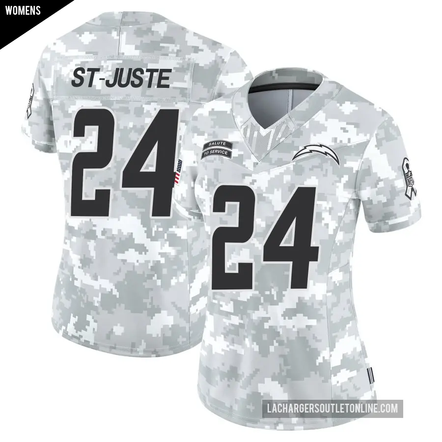 Women's Los Angeles Chargers ＃24 Benjamin St-Juste Arctic Camo Limited 2024 Salute to Service Jersey