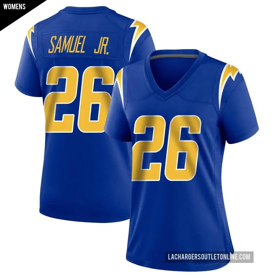 Women's Los Angeles Chargers ＃26 Asante Samuel Jr. Royal Game 2nd Alternate Jersey