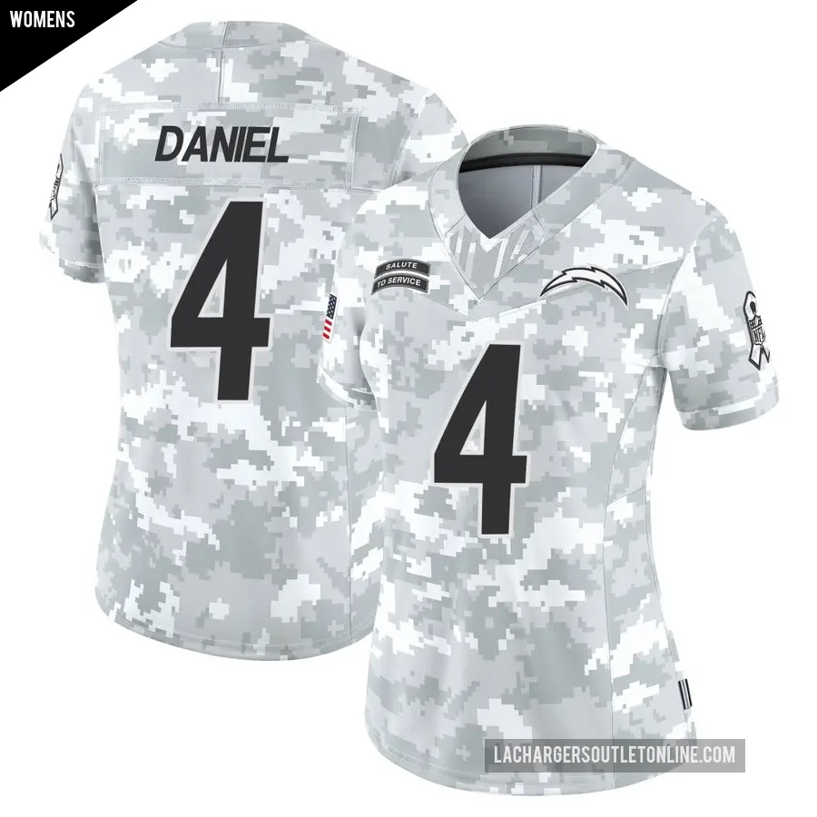 Women's Los Angeles Chargers ＃4 Chase Daniel Arctic Camo Limited 2024 Salute to Service Jersey