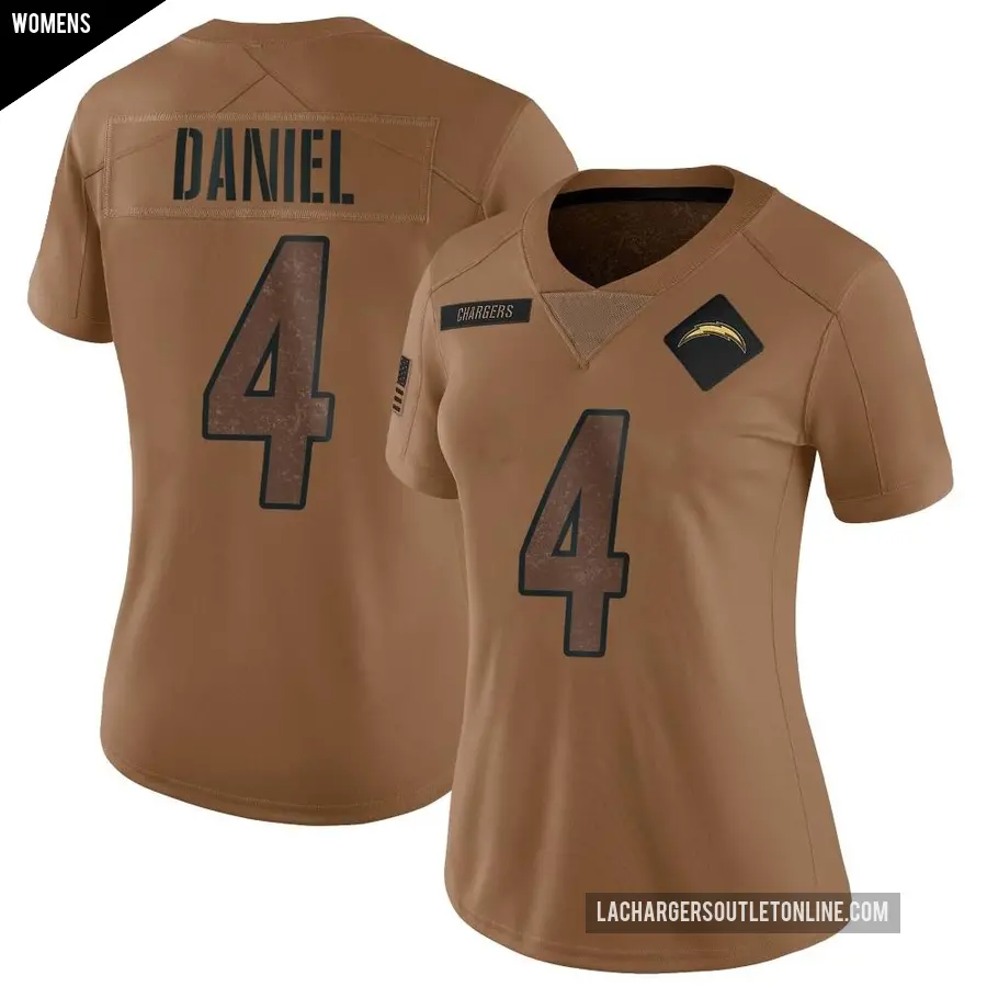 Women's Los Angeles Chargers ＃4 Chase Daniel Brown Limited 2023 Salute To Service Jersey