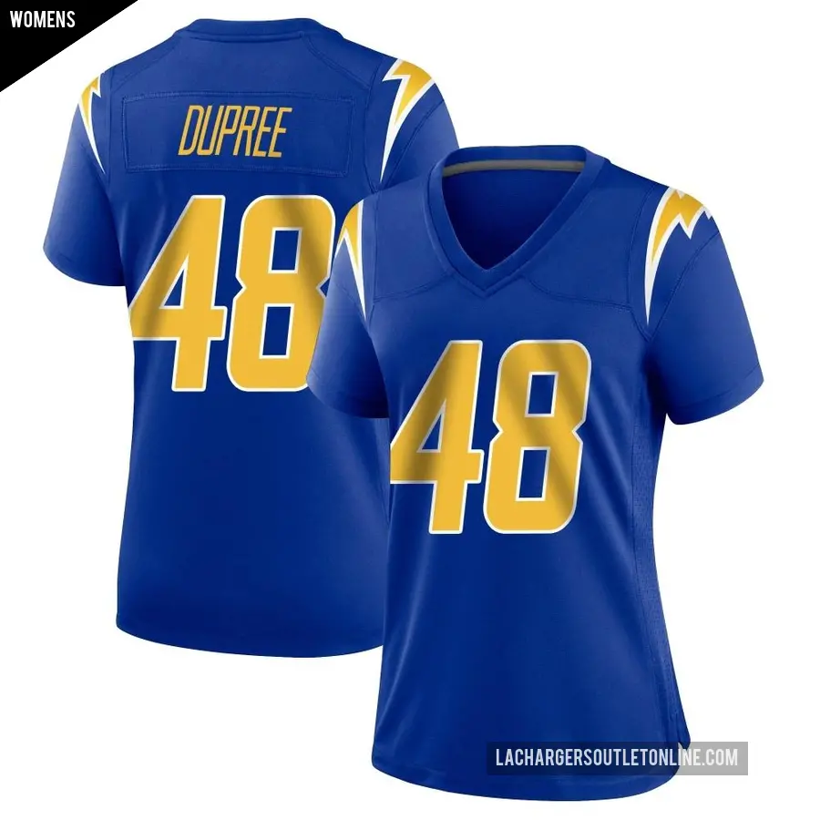 Women's Los Angeles Chargers ＃48 Bud Dupree Royal Game 2nd Alternate Jersey