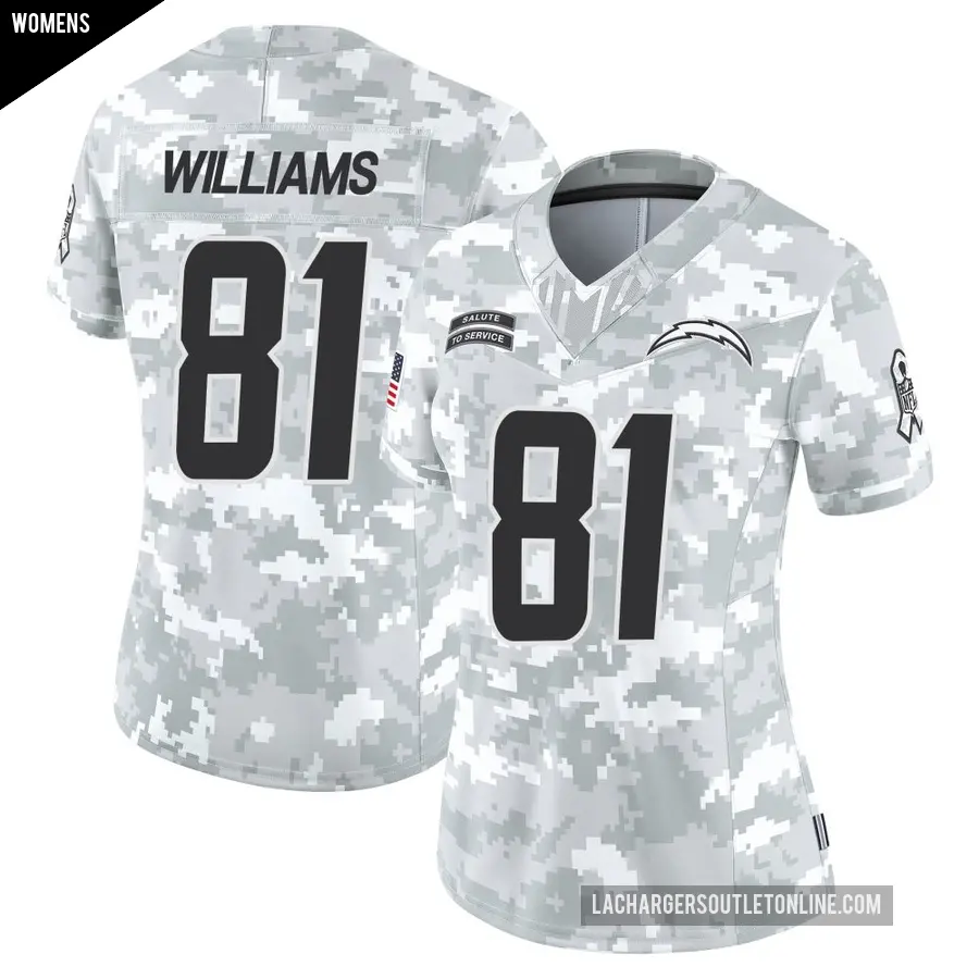 Women's Los Angeles Chargers ＃81 Mike Williams Arctic Camo Limited 2024 Salute to Service Jersey