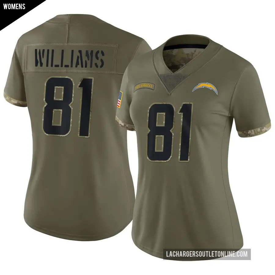Women's Los Angeles Chargers ＃81 Mike Williams Olive Limited 2022 Salute To Service Jersey