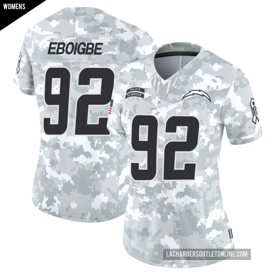 Women's Los Angeles Chargers ＃92 Justin Eboigbe Arctic Camo Limited 2024 Salute to Service Jersey