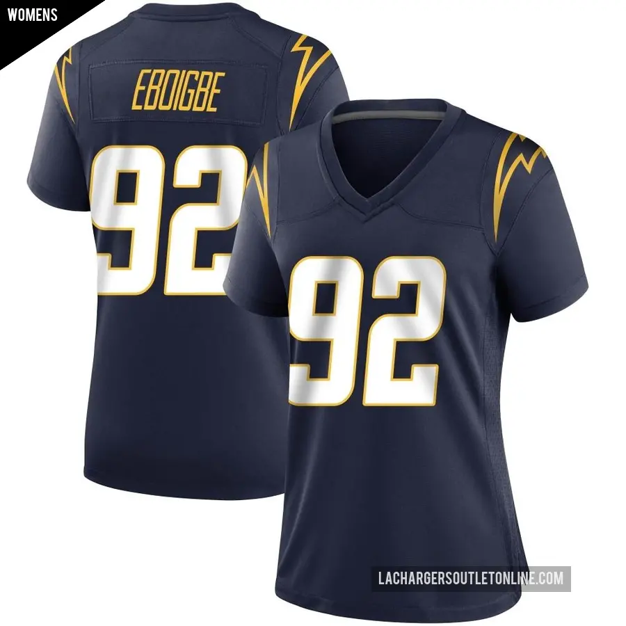 Women's Los Angeles Chargers ＃92 Justin Eboigbe Navy Game Team Color Jersey