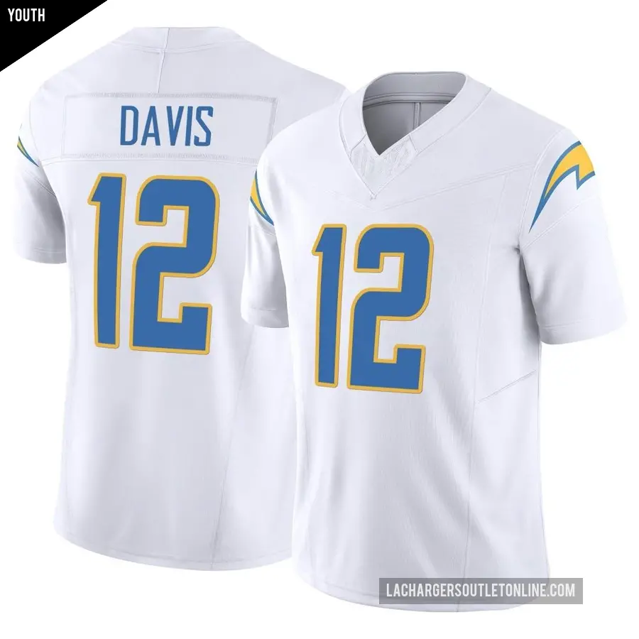 Youth Los Angeles Chargers ＃12 Derius Davis White Limited Vapor F.U.S.E. Jersey
