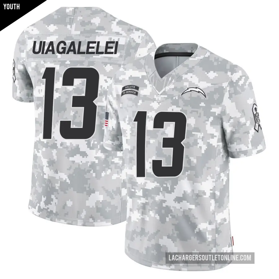 Youth Los Angeles Chargers ＃13 DJ Uiagalelei Arctic Camo Limited 2024 Salute to Service Jersey