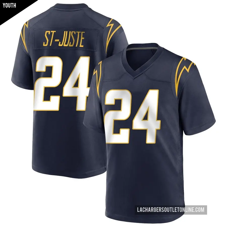 Youth Los Angeles Chargers ＃24 Benjamin St-Juste Navy Game Team Color Jersey