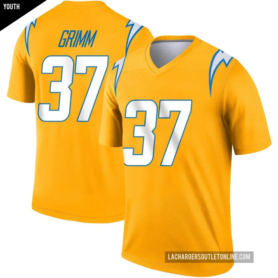 Youth Los Angeles Chargers ＃37 Luke Grimm Gold Legend Inverted Jersey