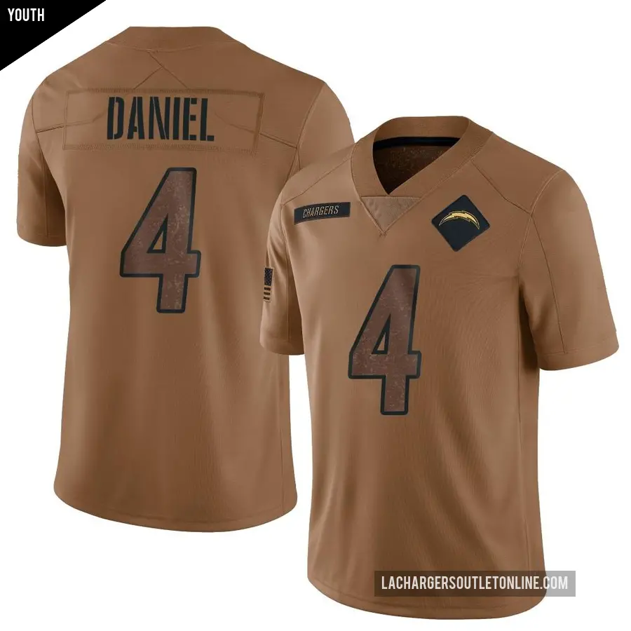 Youth Los Angeles Chargers ＃4 Chase Daniel Brown Limited 2023 Salute To Service Jersey