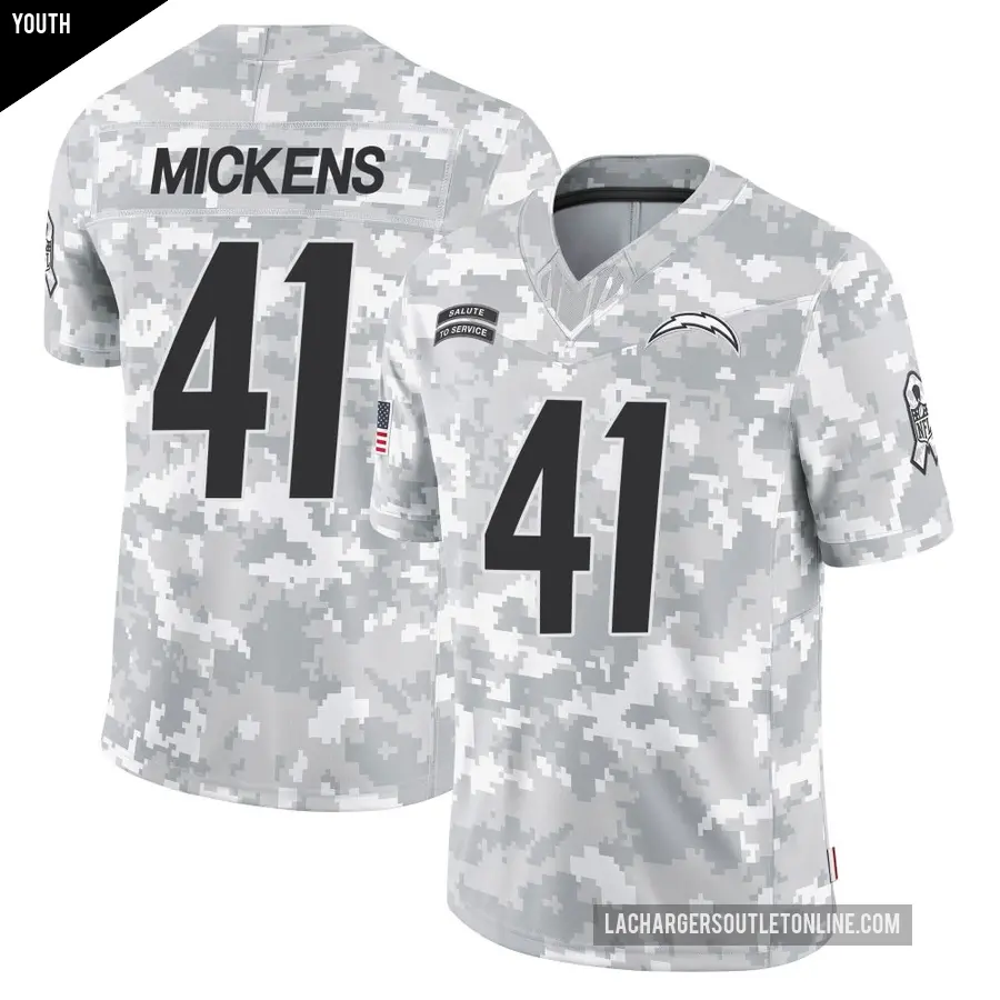 Youth Los Angeles Chargers ＃41 R.J. Mickens Arctic Camo Limited 2024 Salute to Service Jersey