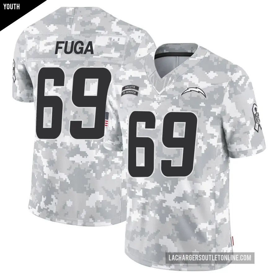 Youth Los Angeles Chargers ＃69 Josh Fuga Arctic Camo Limited 2024 Salute to Service Jersey