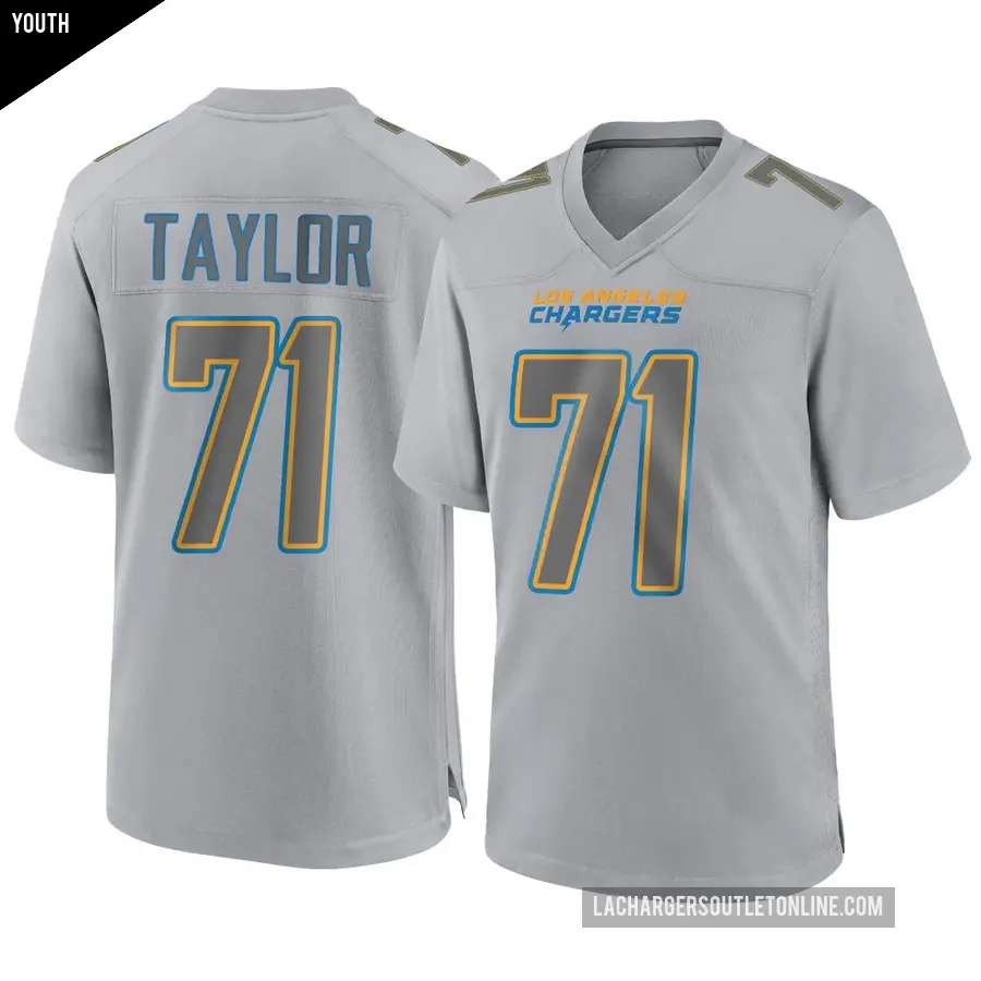Youth Los Angeles Chargers ＃71 Branson Taylor Gray Game Atmosphere Fashion Jersey