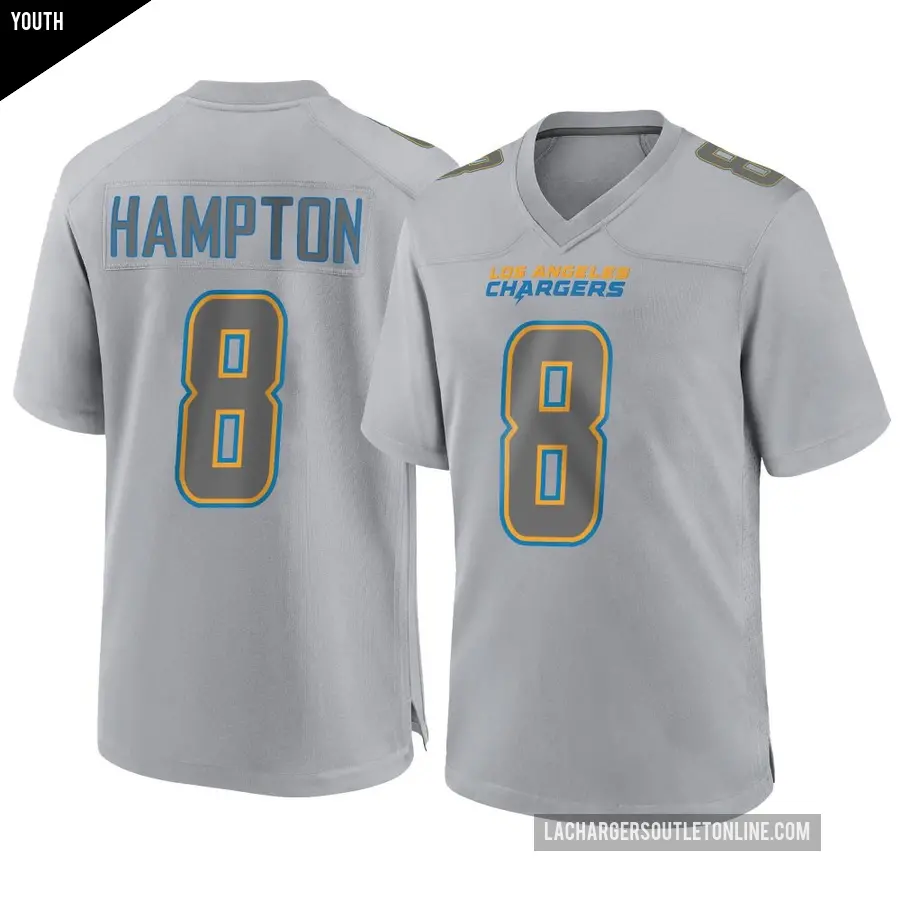 Youth Los Angeles Chargers ＃8 Omarion Hampton Gray Game Atmosphere Fashion Jersey