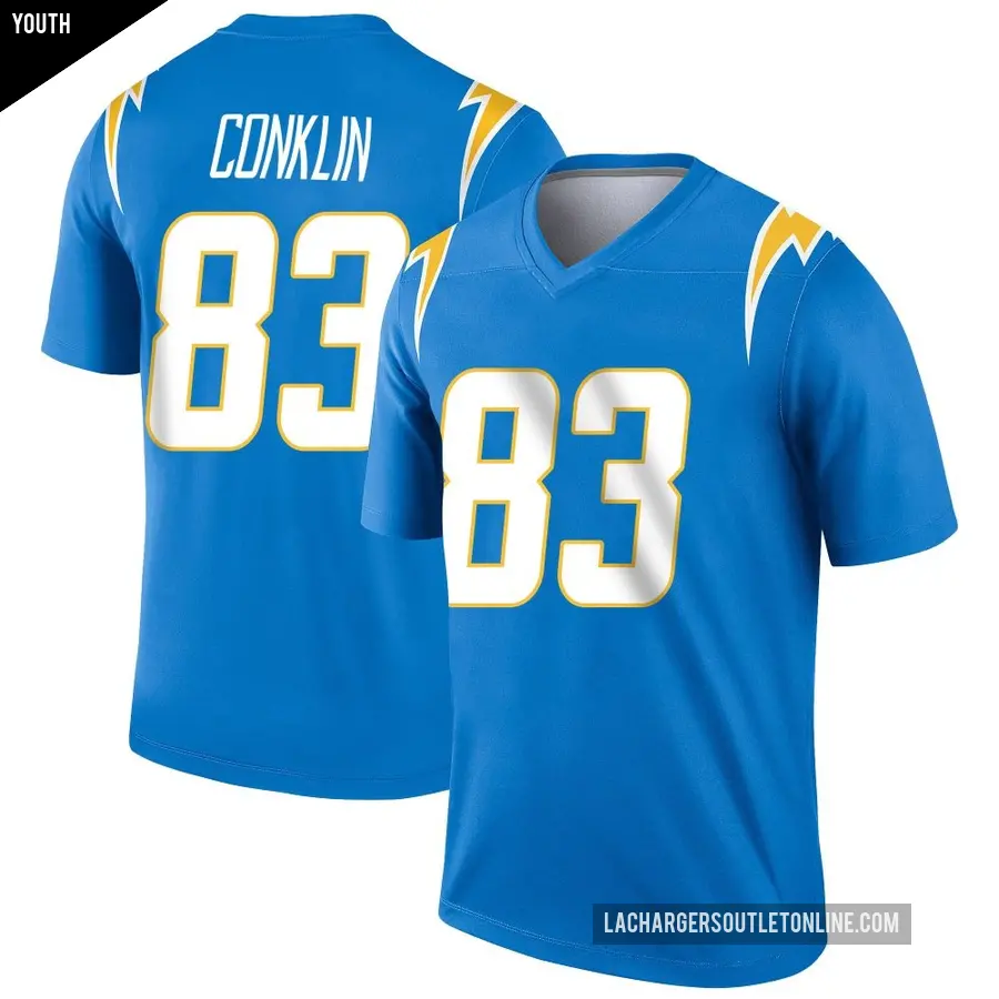 Youth Los Angeles Chargers ＃83 Tyler Conklin Blue Legend Powder Jersey